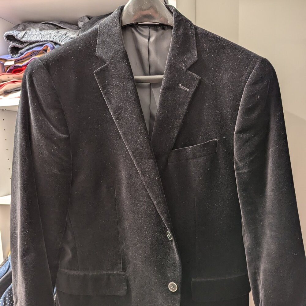 Black Velvet/Velour Blazer, Men's Size 42 Short
